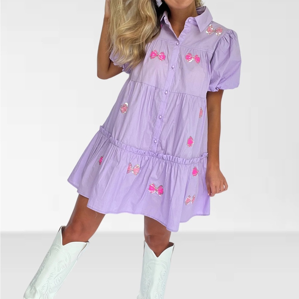 Peach Love California Lavender Dress with Pink Accents